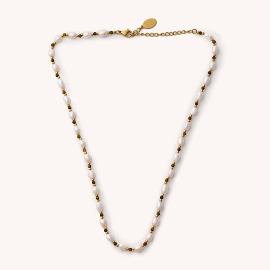 Blake Pearl & Brown Bead Necklace