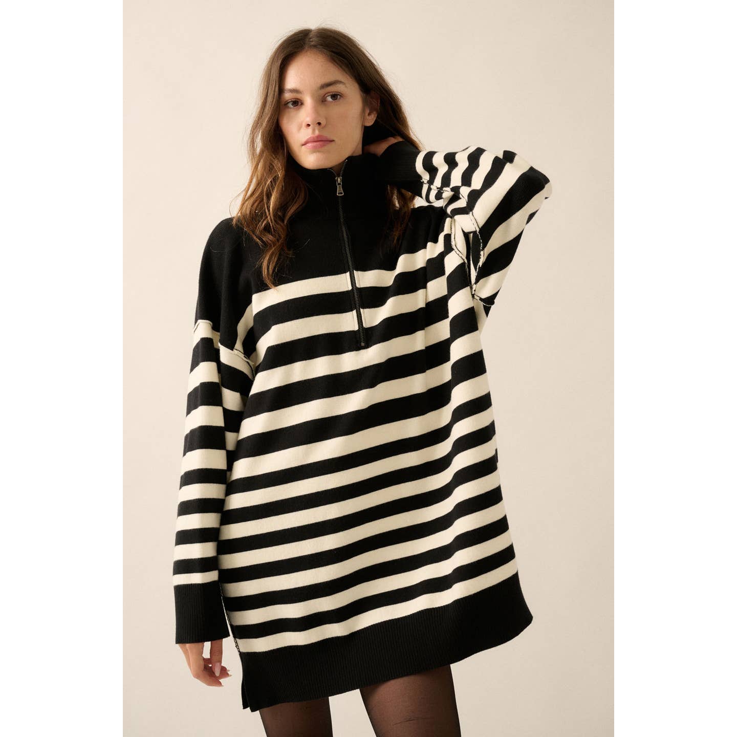 Stripe Knit Sweater Dres