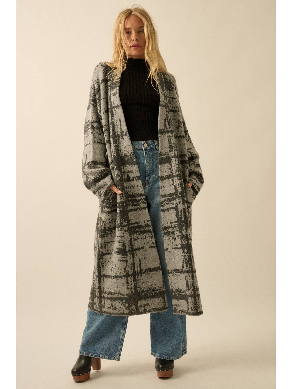 Long Geometric Cardigan