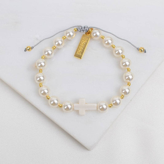 Divine Grace Pearl Cross Bracelet