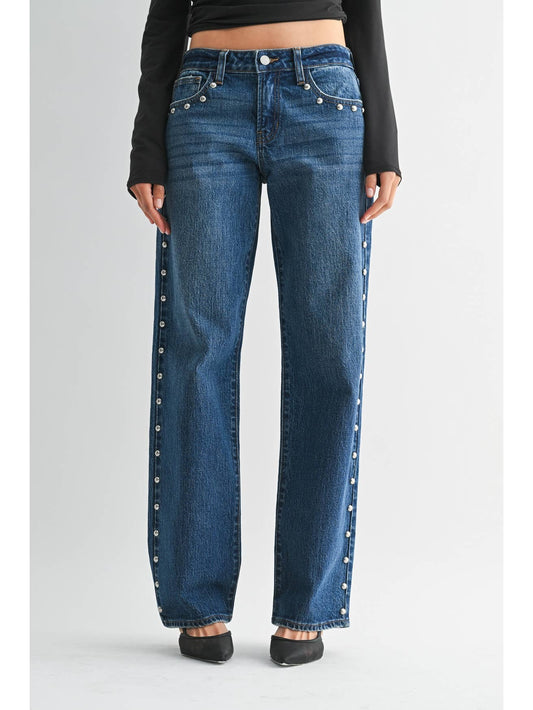 Low Rise Studded Jeans