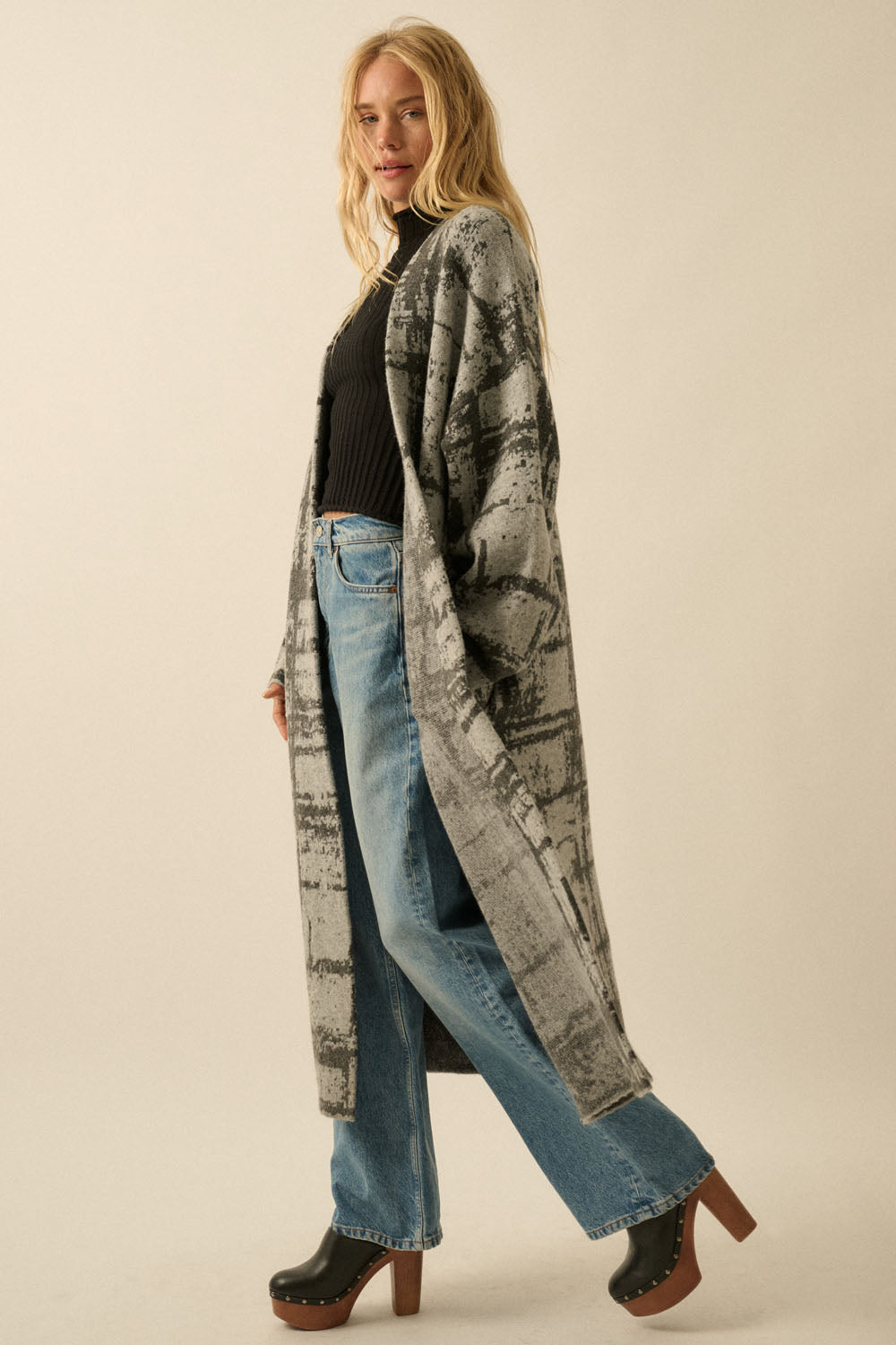 Long Geometric Cardigan