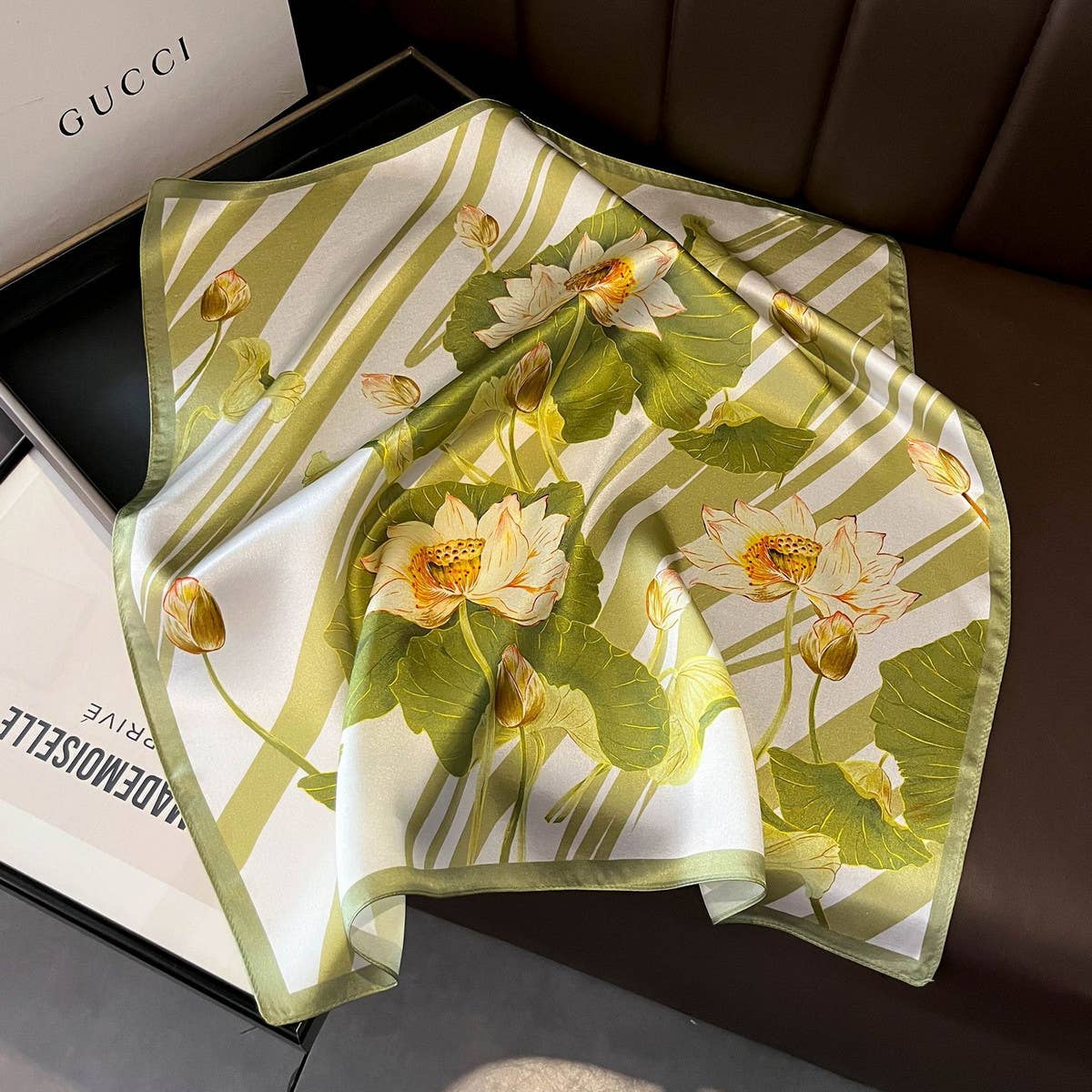 Lillies Silk Square Neck Scarf