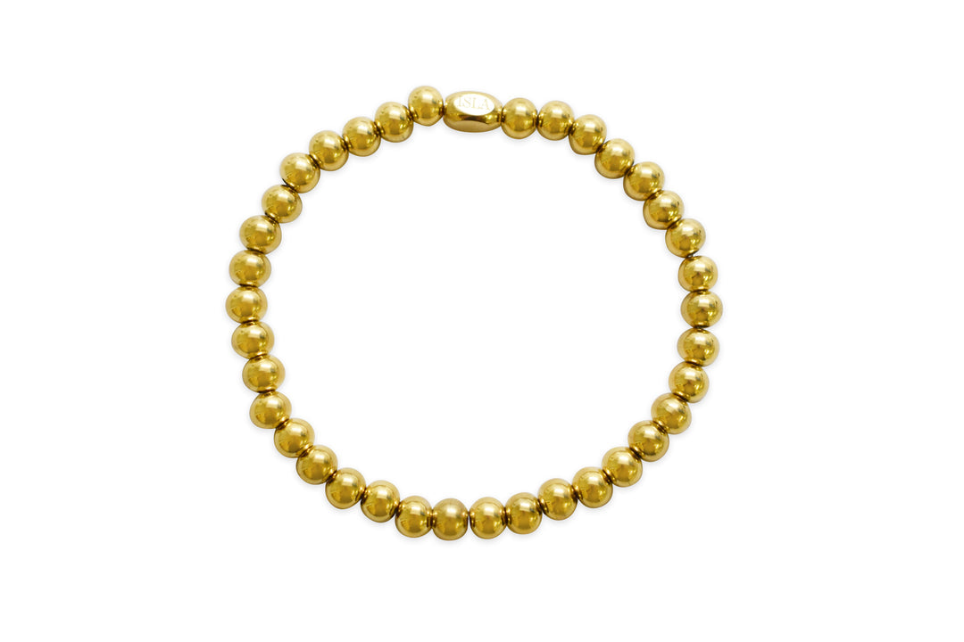 24/7 Stretch Plain Gold Ball Bracelet 6mm ~ ISLA