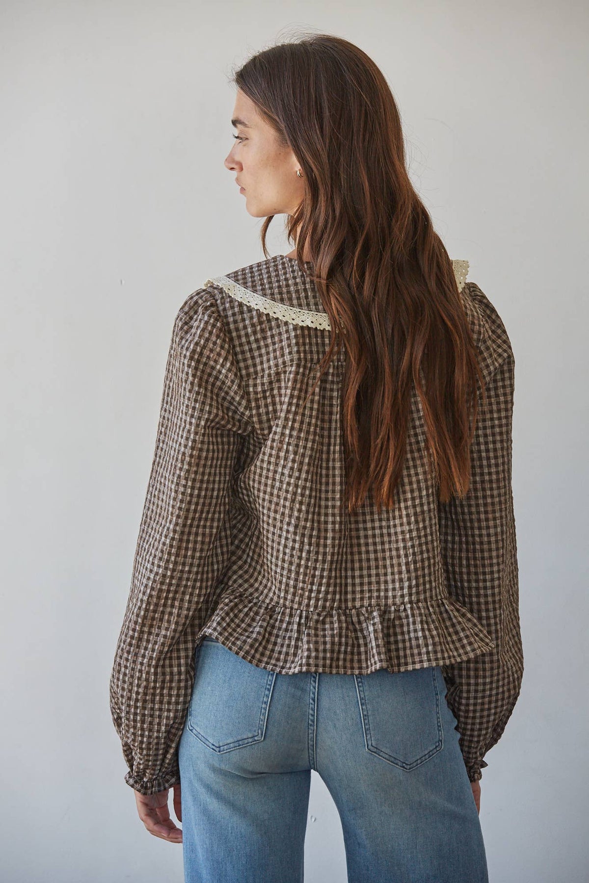 Gingham Peplum Top