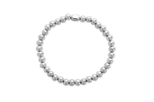 24/7 Stretch Plain Silver Ball Bracelet 6mm ~ ISLA
