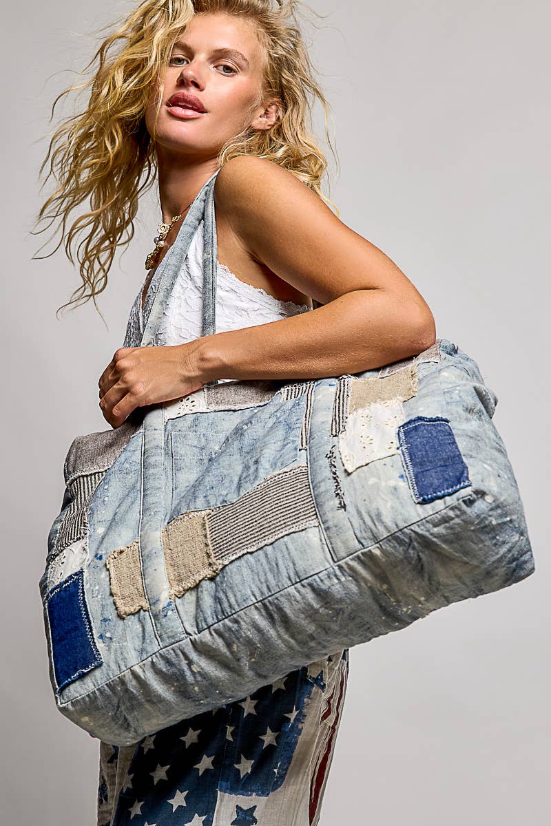 Denim Patchwork Tote Bag