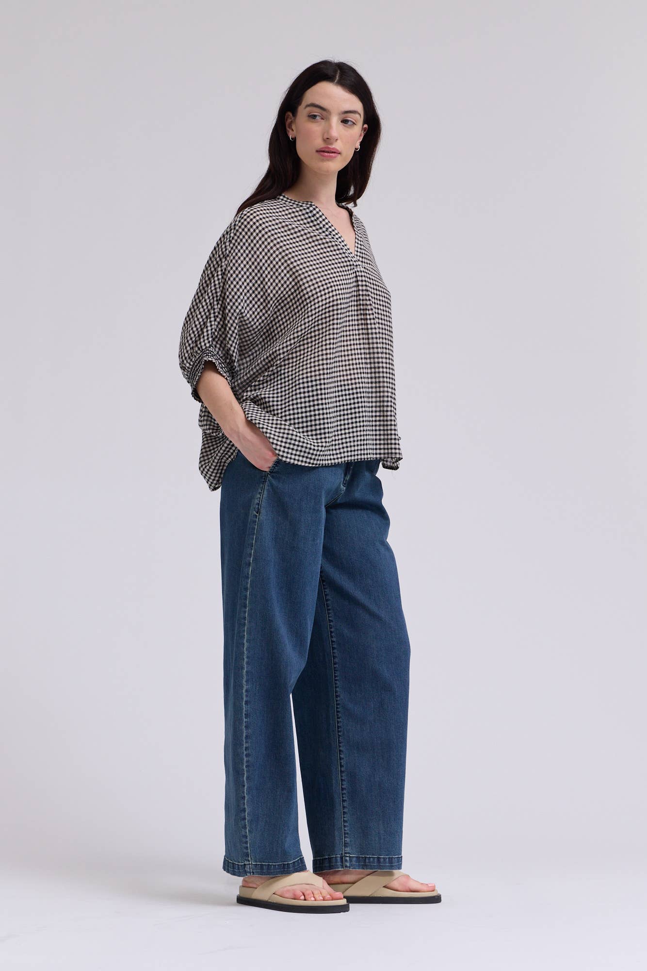 Crinkle Smocked Blouse