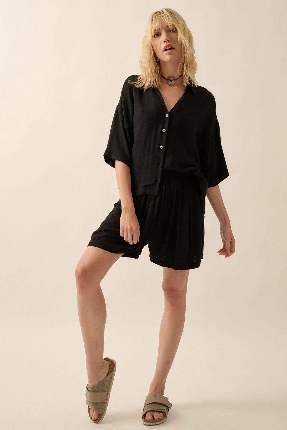 Solid Linen Blend Top