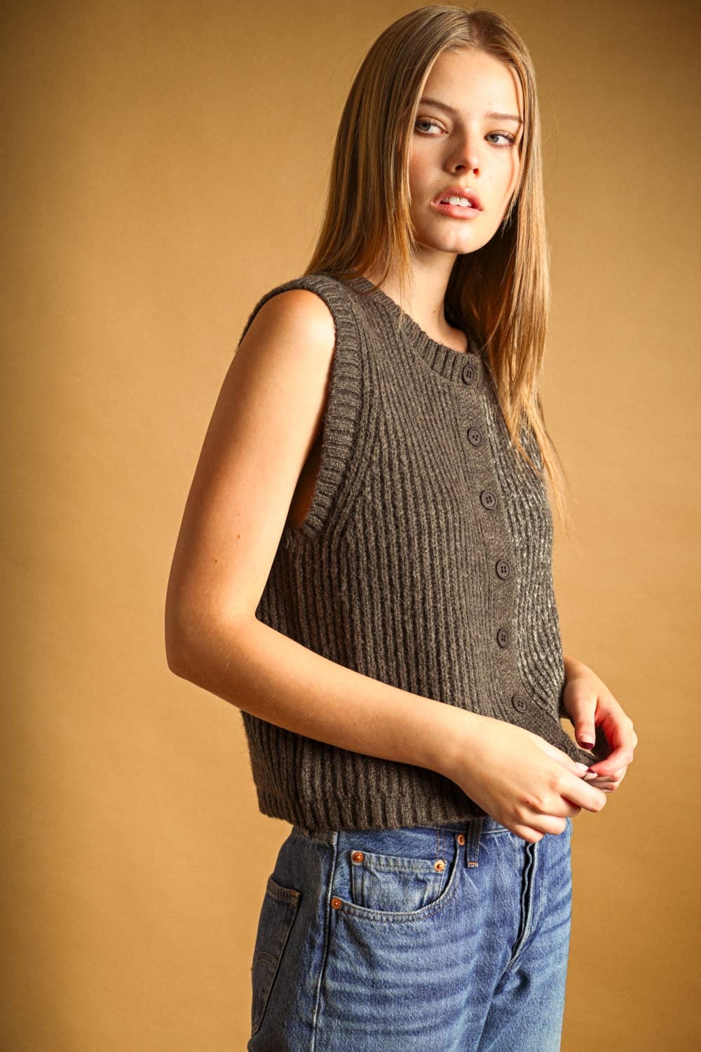 Contrast Sweater Vest