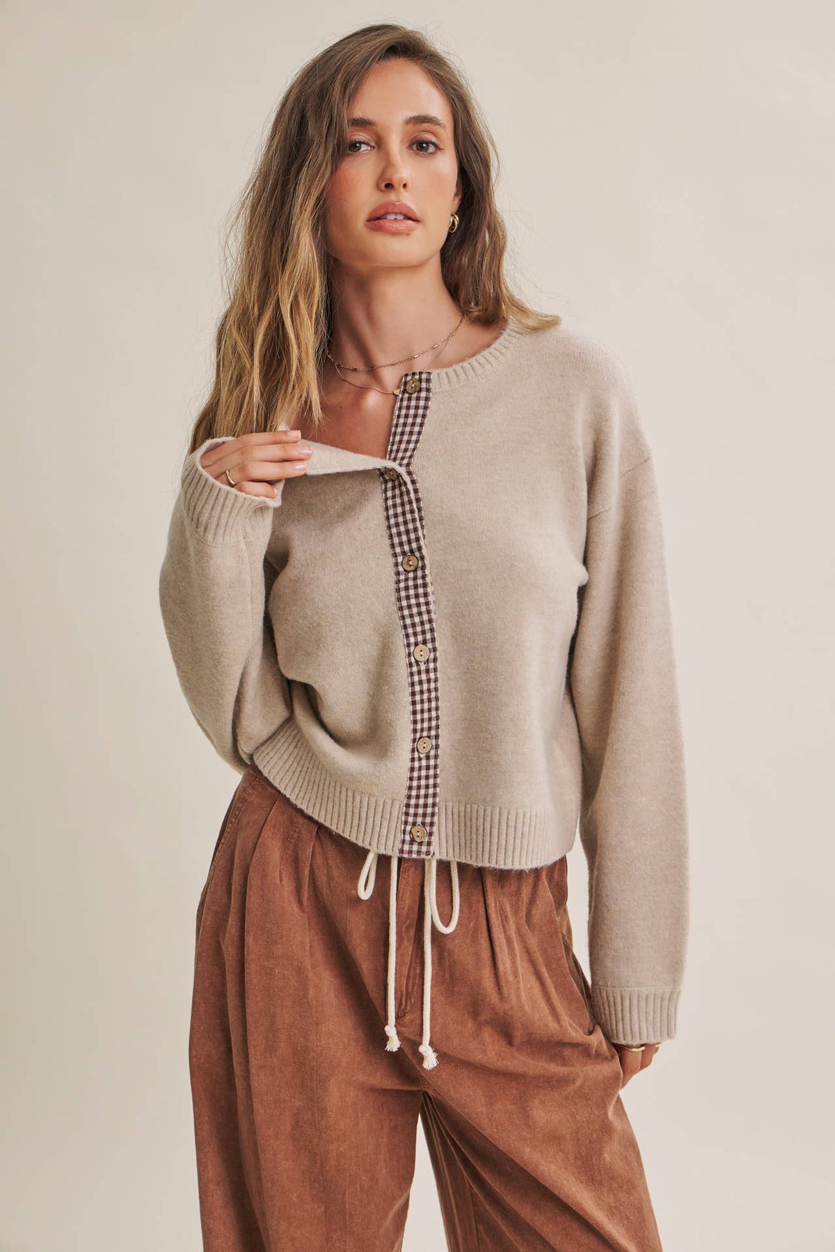 Checkered Seam Cardigan