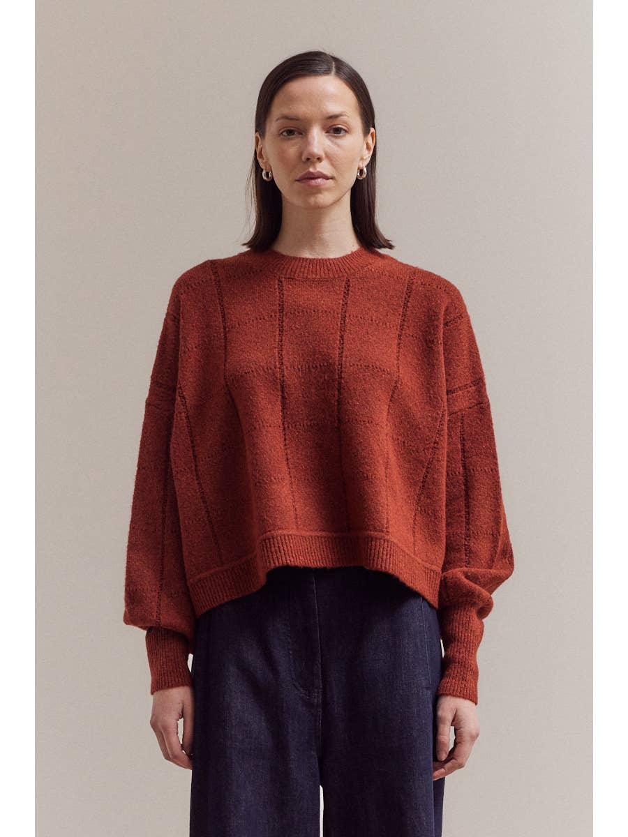 Textured Grid Sweater