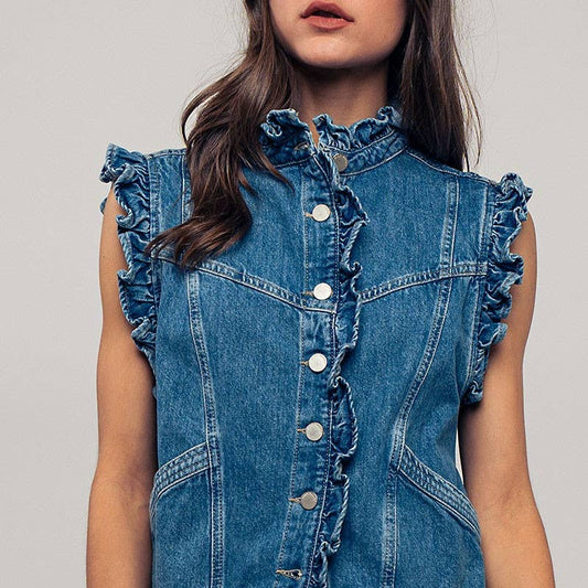 Flutter Sleeve Denim Vest