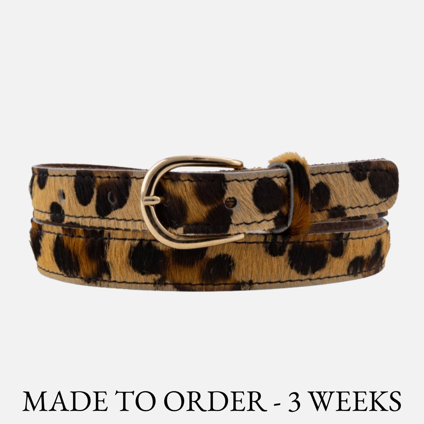 Dania | Gold Leopard Skinny Leather Belt