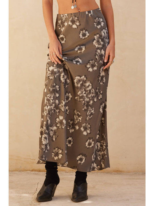 Floral Satin Skirt