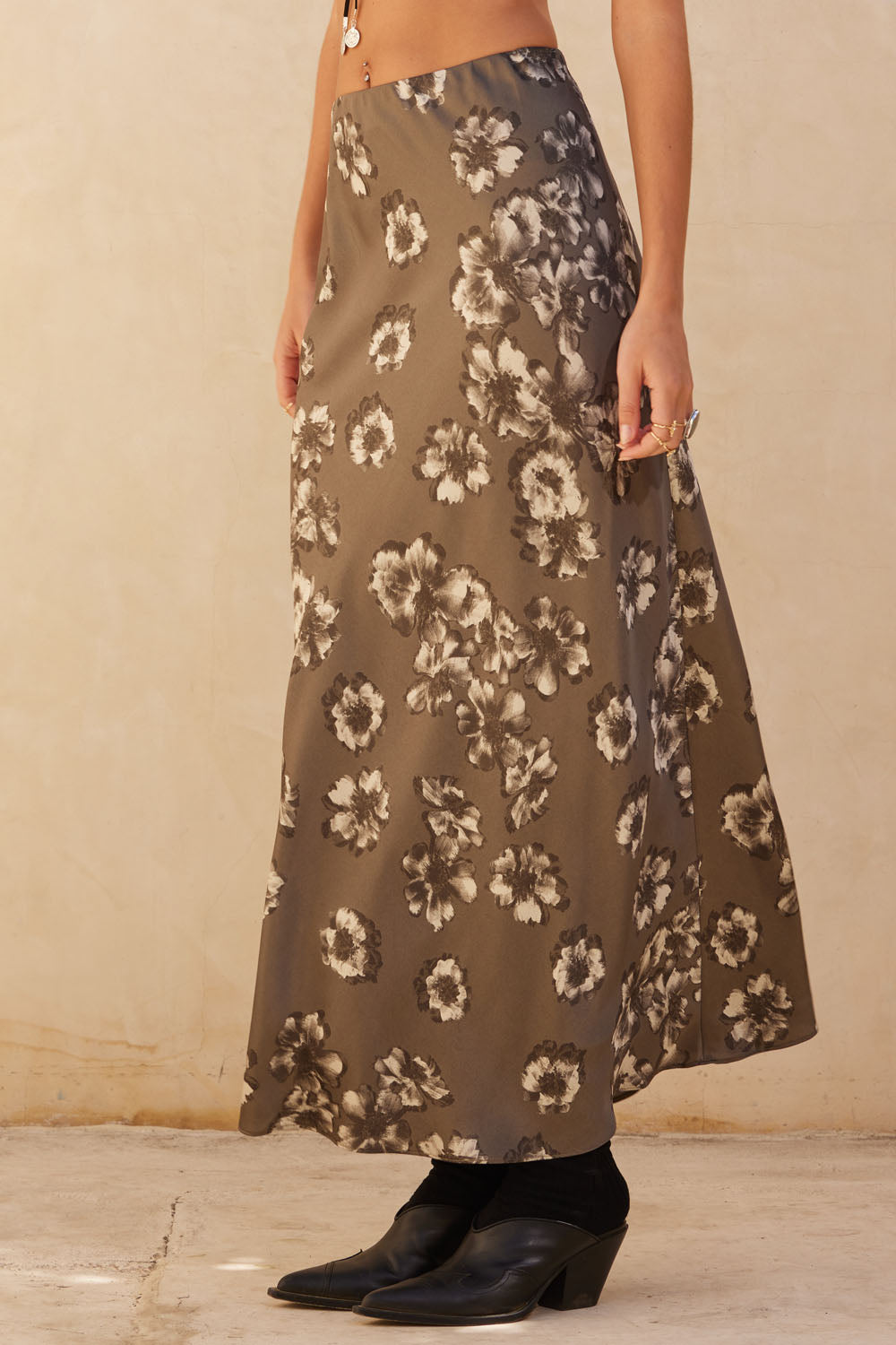 Floral Satin Skirt