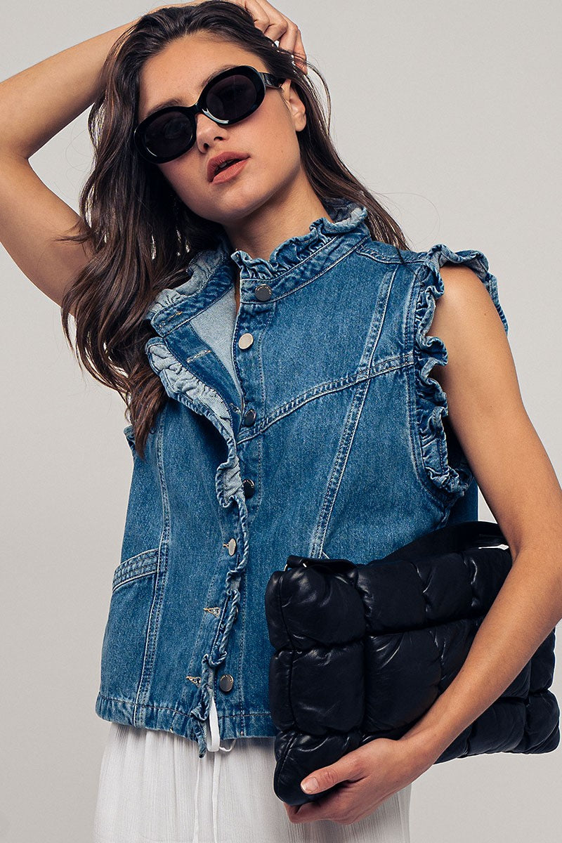 Flutter Sleeve Denim Vest