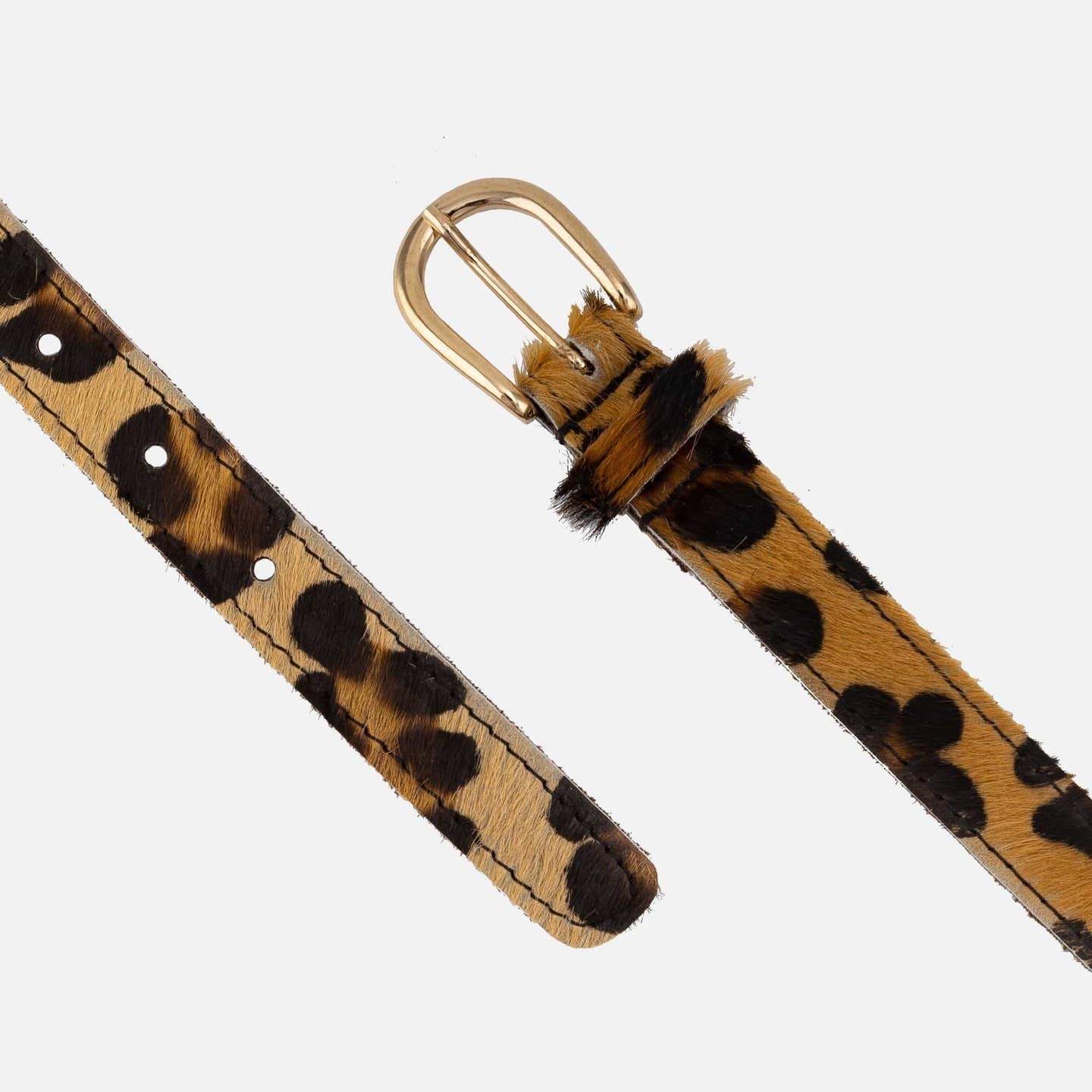 Dania | Gold Leopard Skinny Leather Belt