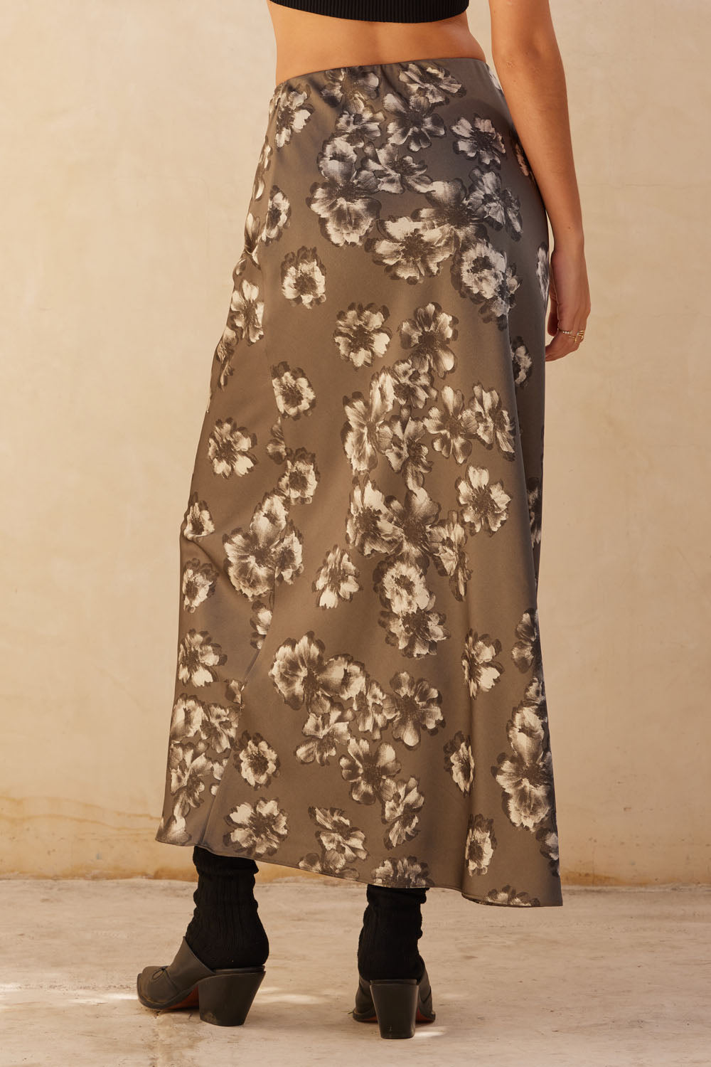 Floral Satin Skirt