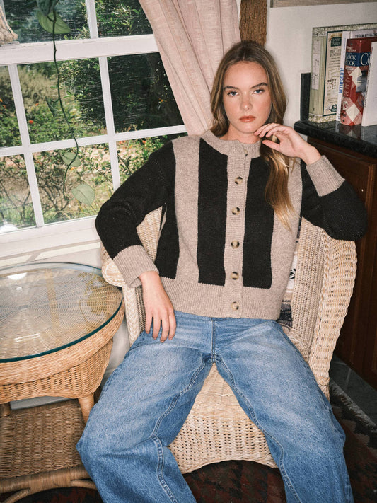 Stripe Button Front Cardigan