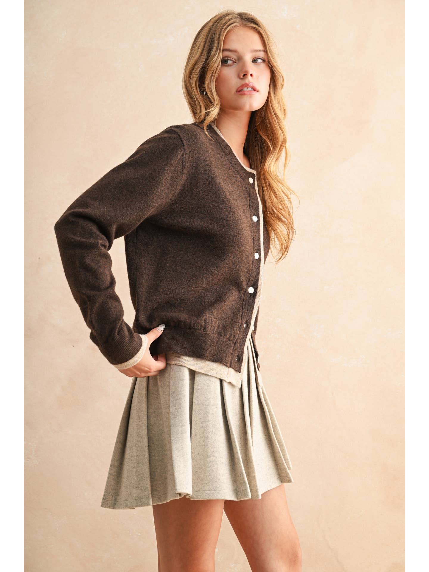 Contrast Button Cardi