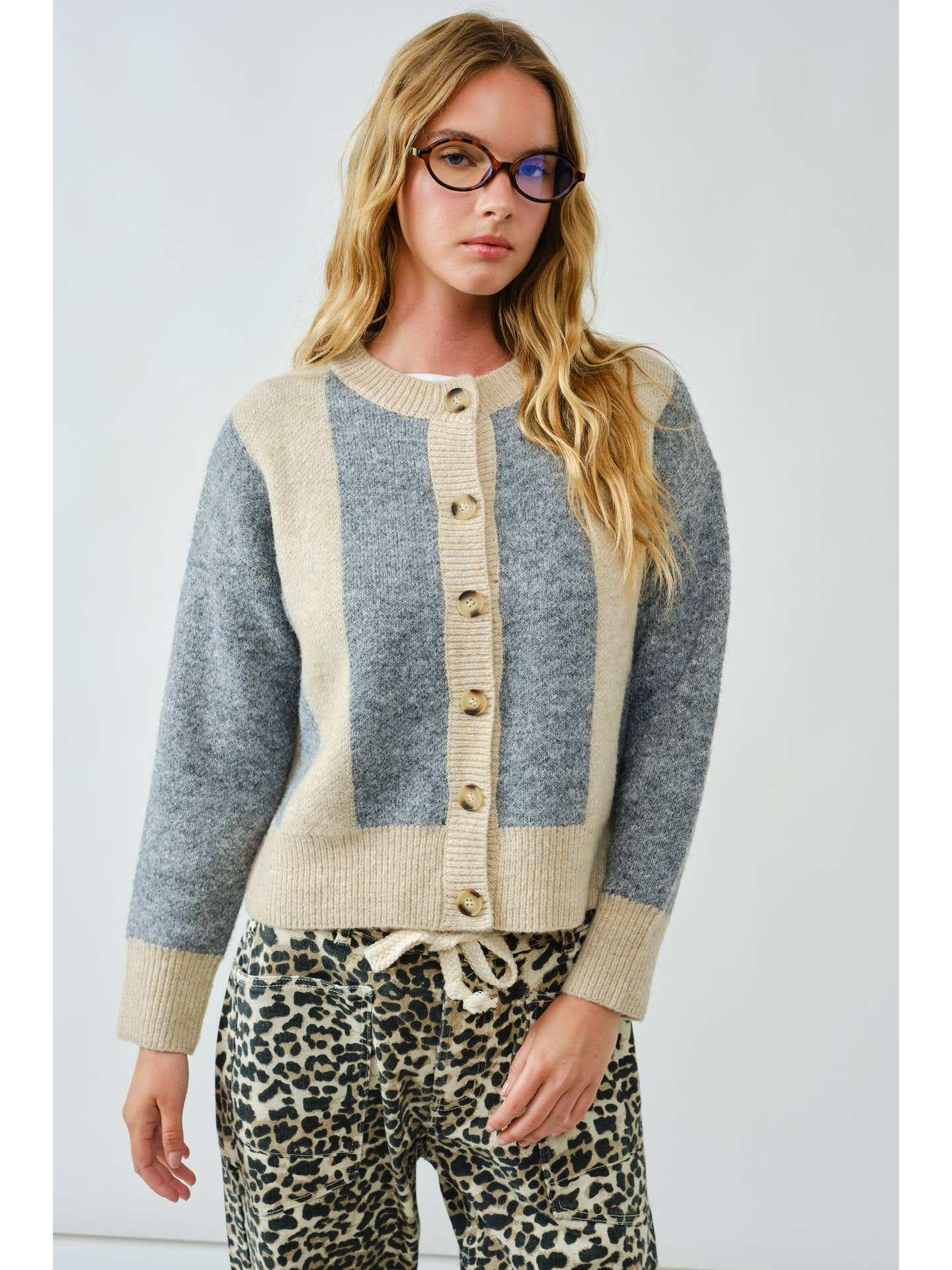 Stripe Button Front Cardigan