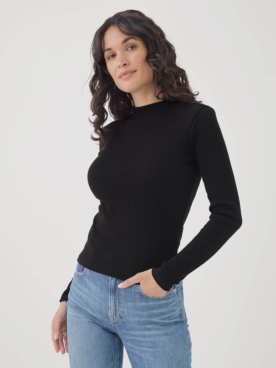 Ribbed Mock Neck Top