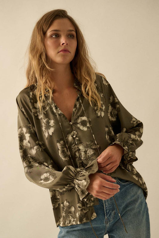 Satin Floral Blouse