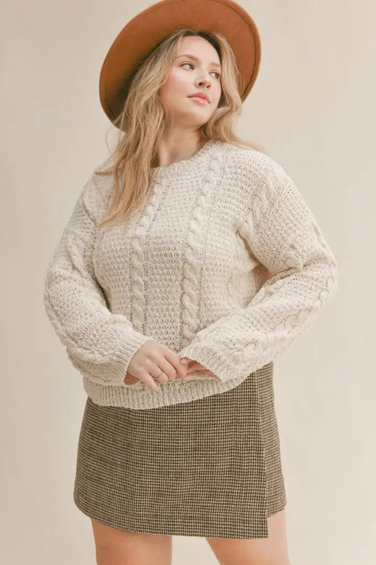 Cable Knit Sweater ~ Plus